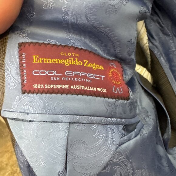 Astor & Black Ermenegildo Zegna Cool Effect Wool Blazer Gray Blue Plaid  Men 42R - Picture 7 of 8